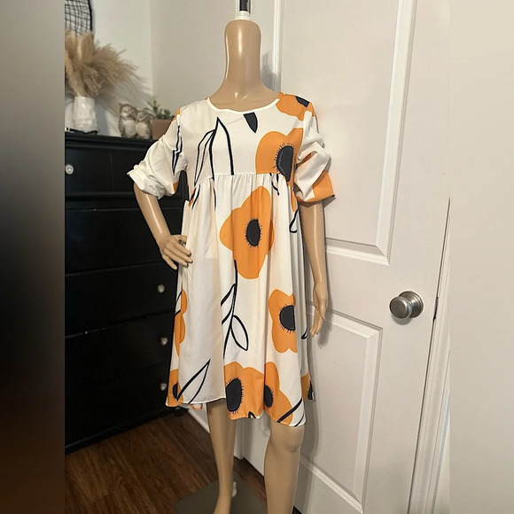 NIP- BoHo Empire Waist Floral Midi Dress - Picture 3 of 6